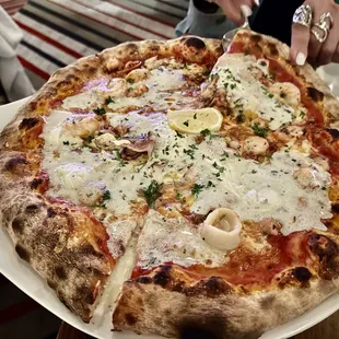 Seafood pizza special