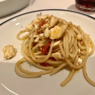 Spaghetti with branzino