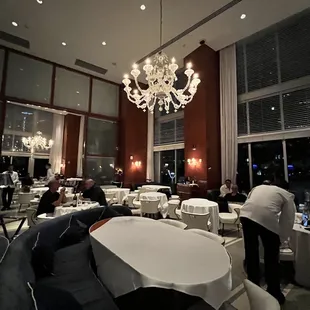 dining room with chandelier