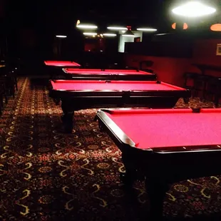 Pool tables, $10/hour to rent.