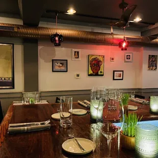 a table set for two at a restaurant