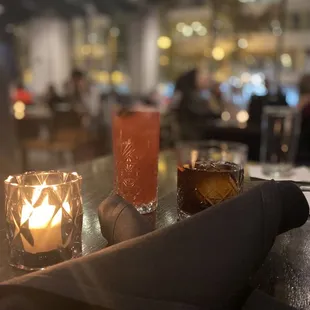 Black Manhattan and blueberry margarita