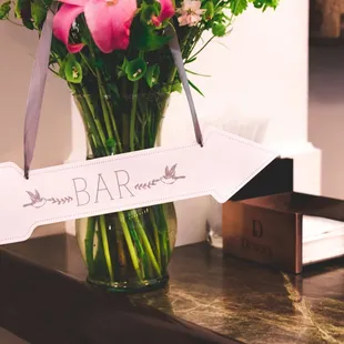 Florals and Bar Sign --- Photo By: Katie Wharton Photography