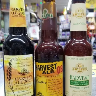 J.W.Lees harvest ales 2001,2008,2012 calvados