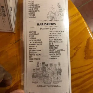 Drinks Menu