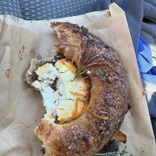 Goat cheese, fig and honey danish with a hint of orange zest and fresh thyme!