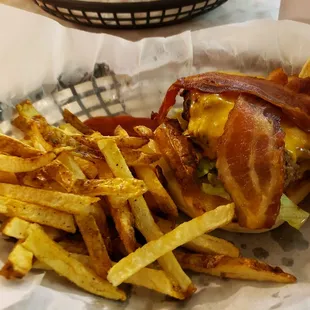 Bacon Cheeseburger and fries