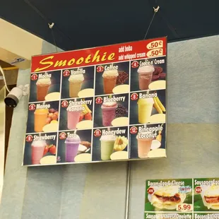 a menu of cold drinks