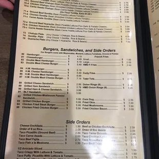 menu