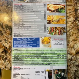the menu for the restaurant