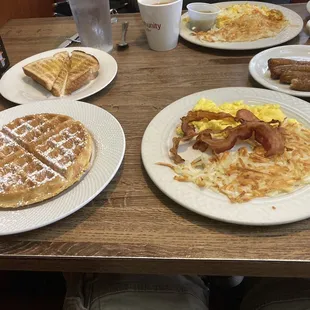 #1 Eggs with Bacon and Sausage links with a Belgian Waffle