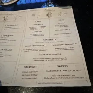 Food menu