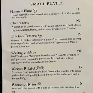 Menu small plates