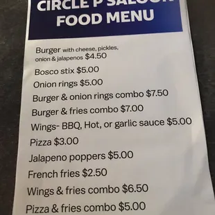 Food menu