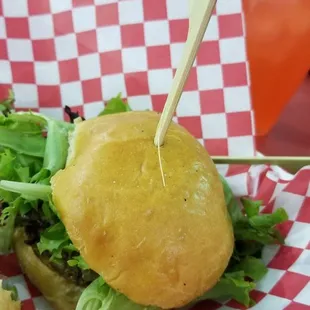 Filet mignon sliders with wasabi mayo. Delicious! (At Barrett Jackson auto action 2020)