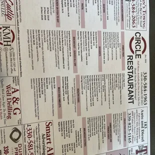 Circle Restaurant Full Menu!!!