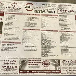One side of the menu
