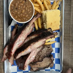 Combo 1/2 Rack Ribs Platter and Brisket! So yummy!