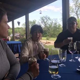 Enjoying dessert &amp; drinks on the porch