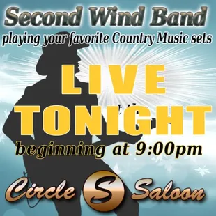 Saturday, Oct. 15th, come listen to the country music sets of the Second Wind Band!