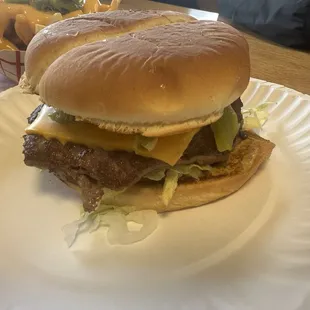 My daughters jumbo green Chile cheeseburger