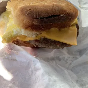 Sausage, egg and cheese biscuit