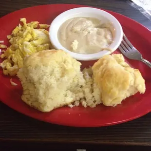 Gravy, biscuits, and scrambled eggs!!!