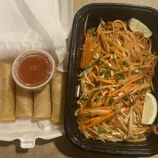 Pad Thai, Vegetable Spring Rolls