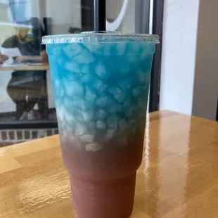 Pomegranate green tea with beach bum tea bomb and cranberry aloe