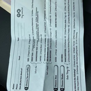 How to fill out your order