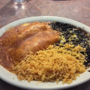 2 chicken enchilada combo with black beans and rice