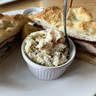 Lemon fried pesto Chicken. Really good. Cooked perfectly. Large portion so very shareable.