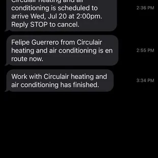 Text update from the business.