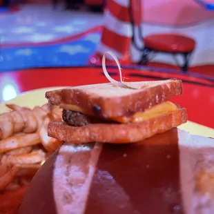 Meatloaf sandwich with mini cheese melt, cute!