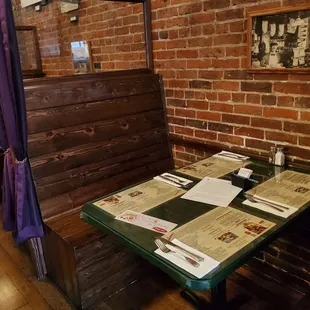 Rustic seating in bar area