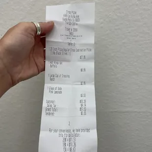 My damage. Expensive pizza.