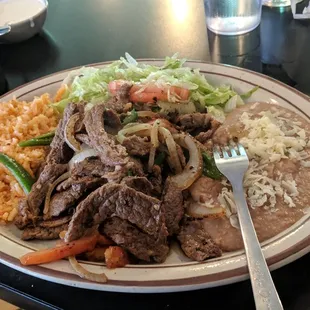 Steak fajitas.