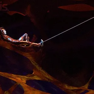 The artist performing the slackwire act made everything look effortless.