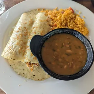 Lunch special- Enchiladas suizas with two sides