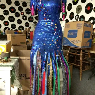 a dress made out of vinyl records