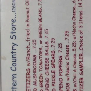 a menu for a restaurant