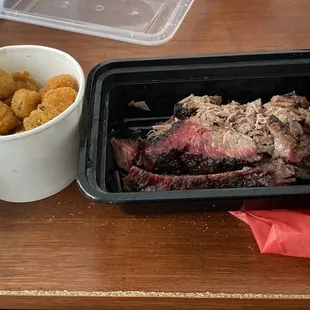 Okra and brisket $19+ total. Okra $5 brisket $15