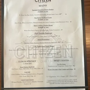 Menu as of 07.2024