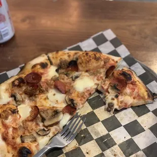 Pepperoni, sausage and mushrooms.