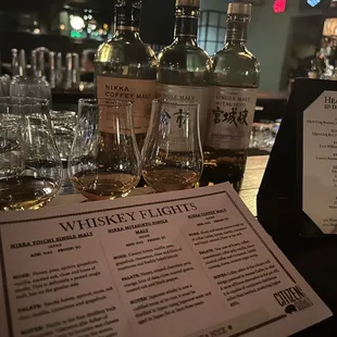 Whiskey Flight Menu