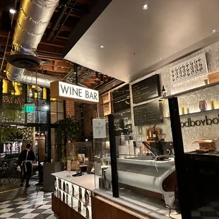 the interior of a wine bar