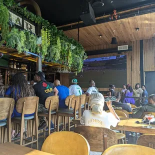 interior by bar, window