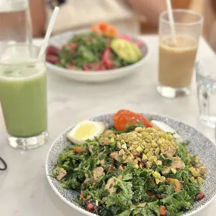 Harissa Chicken Bowl and Matcha Latte