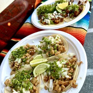 Chicken, al pastor, asada tacos
