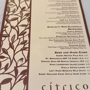menu